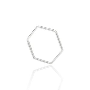 Anel Prata Hexagono Liso