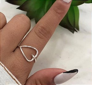 Anel Coração Vazado Deitado