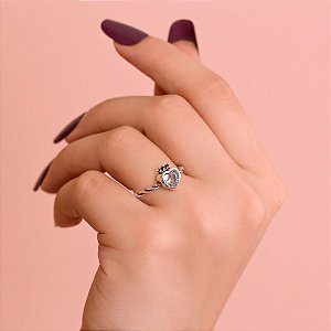 Anel de Prata Coroa Coração Life