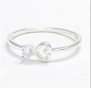 Anel Prata Coração Vazado C/ Ponto De Luz