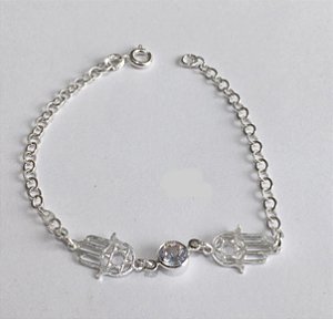 Pulseira Hamsá com Zircônia - Prata 925