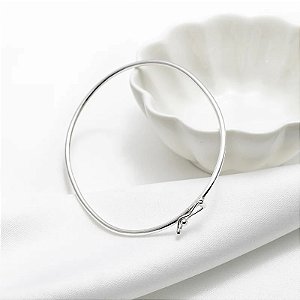 Bracelete  Prata 925 Oval 2mm com Fecho Trava