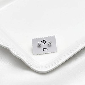 BRINCO PRATA PONTO DE LUZ QUADRADO 4MM