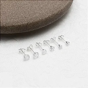 Brinco Prata Trio Ponto De Luz  3/4/5mm