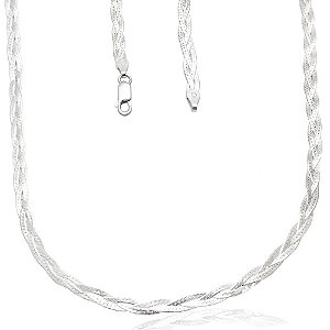 Corrente Prata Trançada 3 Fios