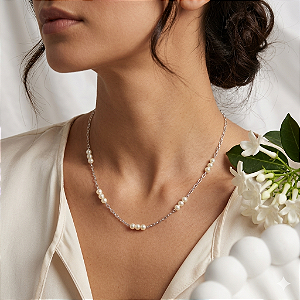 Gargantilha Elegance em Prata 925 com Pérolas – 35+10cm