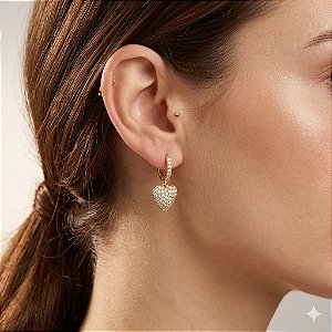 BRINCO ARGOLINHA CLICK COM PINGENTE CORAÇÃO MEDIO