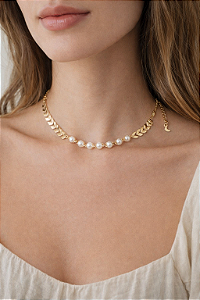 COLAR CHOCKER ESCAMAS COM PEROLAS