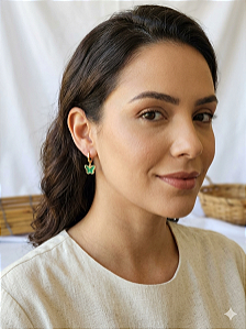 Brinco Argola Borboleta Verde – Fecho Click