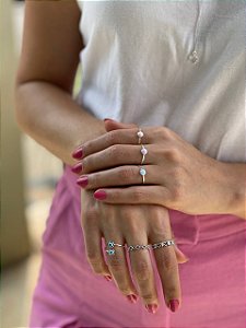 Anel de Prata 925 com Circulo Azul Pastel