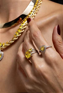 Anel Cravejado Virginia Citrino