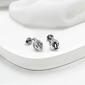 Brinco Rodio Fundição Zirconia Detalhe Liso Meio