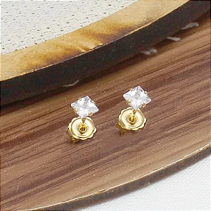 Brinco Zirconia Quadrada 4mm