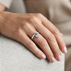 Anel Pingente Coração Love em Prata 925- Inspiração