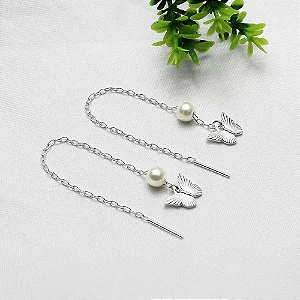Brinco Passante Borboleta com Pérola – Prata 925