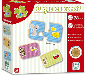 JOGO MADEIRA - BE A BÁ - O QUE EU COMO- - 28 PEÇAS