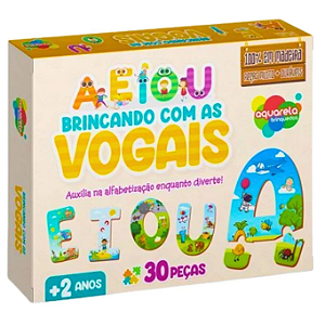 Quebra-cabeça Brincando com as Vogais em Madeira 20 peças