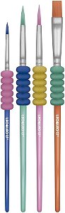 PINCEL ERGONÔMICO COM BORRACHA PONTA REDONDA/CHATA C/ 4 UND