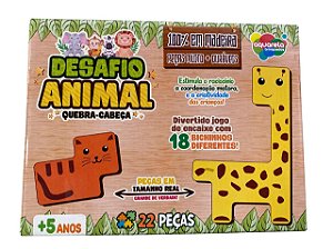 Quebra-Cabeça Desafio Animal 22 Peças Madeira Infantil
