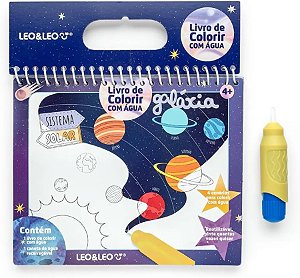 LIVRO DE COLORIR COM ÁGUA GALÁXIA + PINCEL