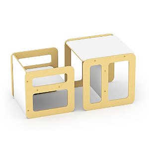 CONJUNTO MESA E CADEIRA CUBO MONTESSORI