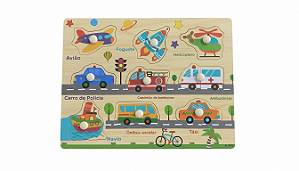 JOGO DE ENCAIXE TRANSPORTES COM PINO