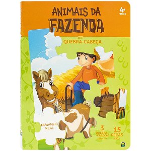 LIVRO QUEBRA-CABEÇA ANIMAIS: FAZENDA