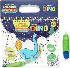 Livro de Colorir com Água Dino Leo & Leo Reutilizável Infantil Educativo