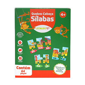 Quebra Cabeça Sílabas Infantil 64 Peças Leo&Leo Educativo Alfabetização +4 Anos