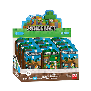 Livro de Atividades Mini Latinha Minecraft Leo&Leo Kit Pintura Infantil Giz Adesivos Unidade