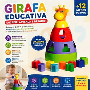 Girafa Educativa Didática Infantil Encaixe de Formas Coordenação Motora