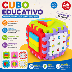 Cubo Educativo Creative Infantil 6 Faces Didáticas Letras Formas e Cores