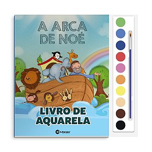 Livro De Aquarela Arca De Noé Infantil Com Tintas E Pincel