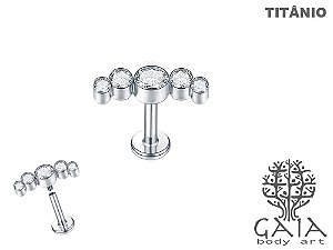 Piercing Umbigo Cluster Meia Lua Zircônia Titânio - Tribal