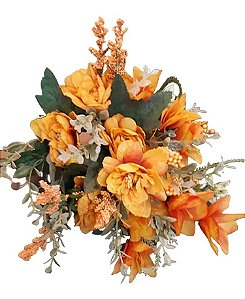 Buque Sortido 15 Flores Lirio + Dalia Com Complementos Folha DUO