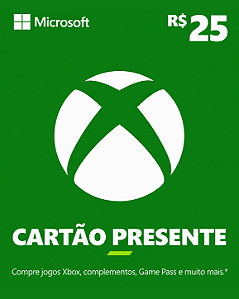 Cartão Presente Xbox R$ 25 Reais Código Digital de Resgate