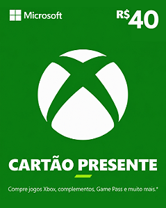 Cartão Presente Xbox R$ 40 Reais Código Digital de Resgate