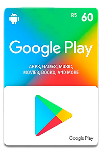 Cartão Google Play 60 R$ Código de Resgate Digital