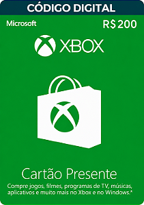 Cartão Presente Xbox R$ 200 Reais Código Digital de Resgate