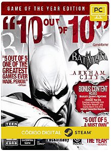 Batman Arkham City Goty Steam Código De Resgate Digital