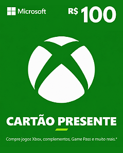 Cartão Presente Xbox R$ 100 Reais Código Digital de Resgate
