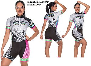 Macacão Feminino Manga Longa Quadriculado Colors