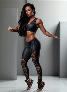 Legging Recorte Tela Camuflada Verde