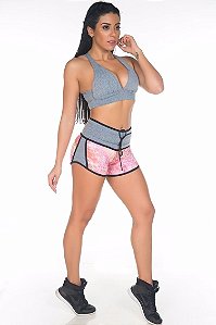 Short Cris Estampado Rosa