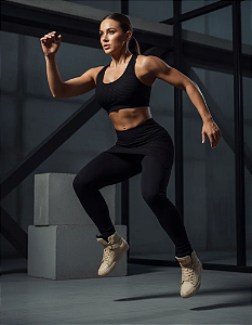 Legging Sainha Jacquard Trend Preta