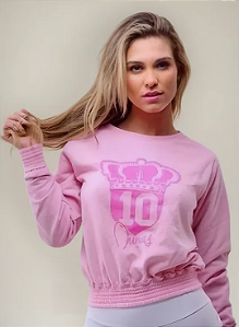 Blusa Moletom Coroa Rosa Bebê