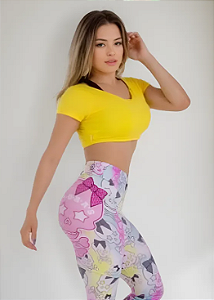 Blusa Gola V Bolso Amarela