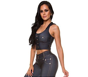 Blusa Capuz Digital Jeans Preta