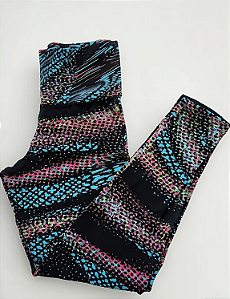 Calça Legging Preta Estampada