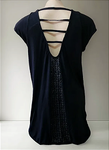 Blusa Mullet Tiras Shine Preta